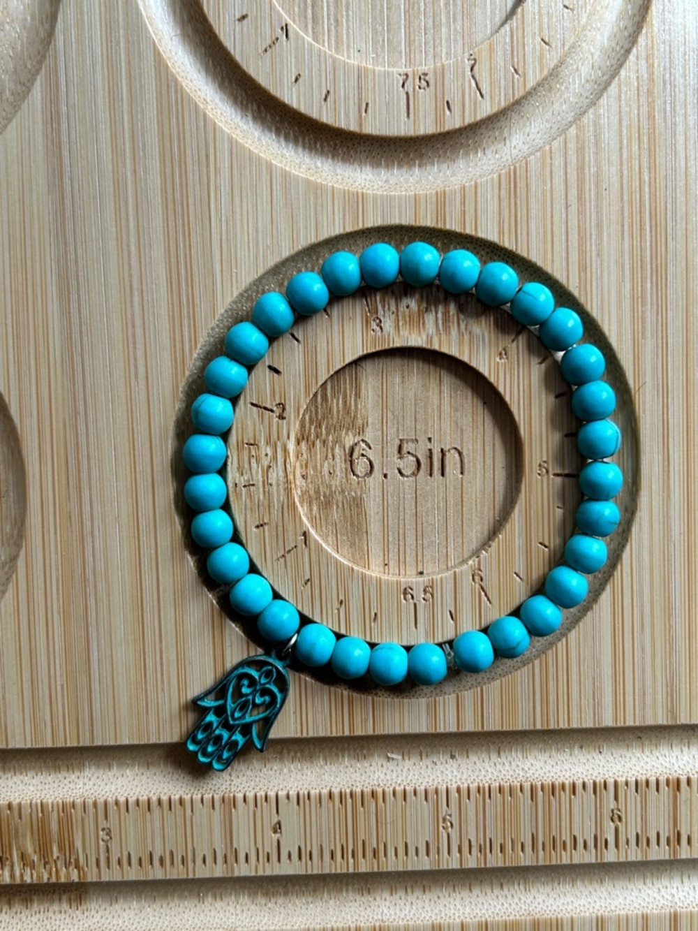 Turquoise Magnesite Beaded Hamsa Bracelet